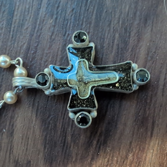Virgins Saints & Angels Silver and Gold Cross Necklace - Picture 2 of 4